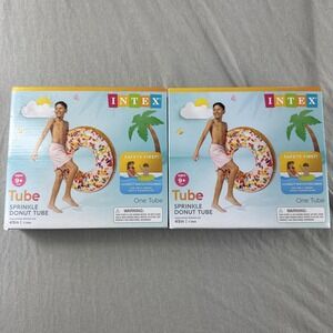 Intex 45 Colorful Sprinkle Donut Pool Swim Tube Ages 9+ Water Raft Lot of 2 NEW